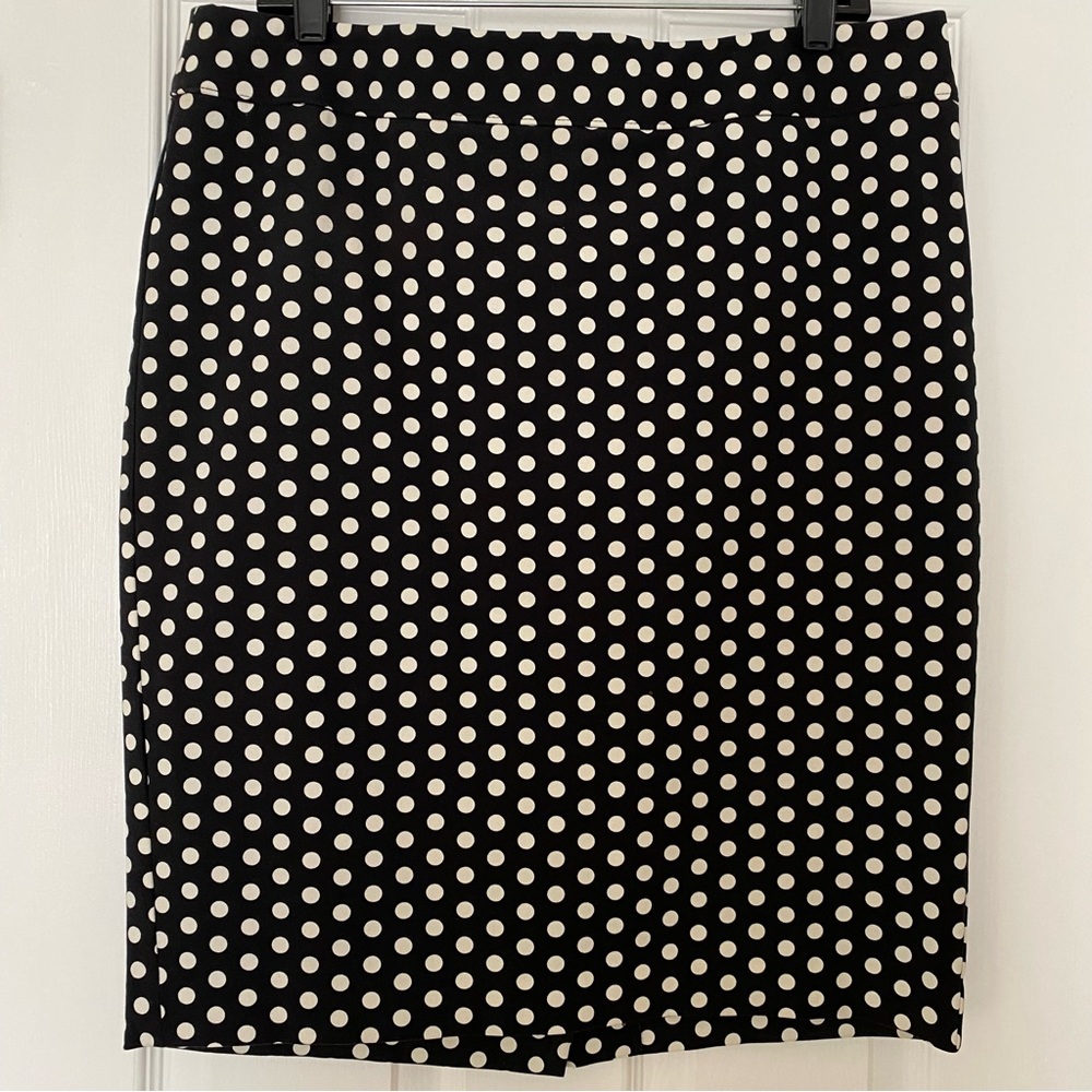 LOFT Black & White Polka Dot Skirt Size 14